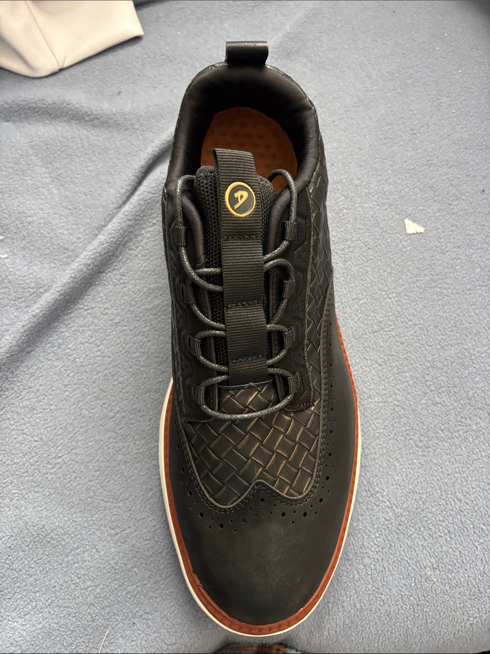 Men's Black Casual Leather Sneaker with Brown Trim